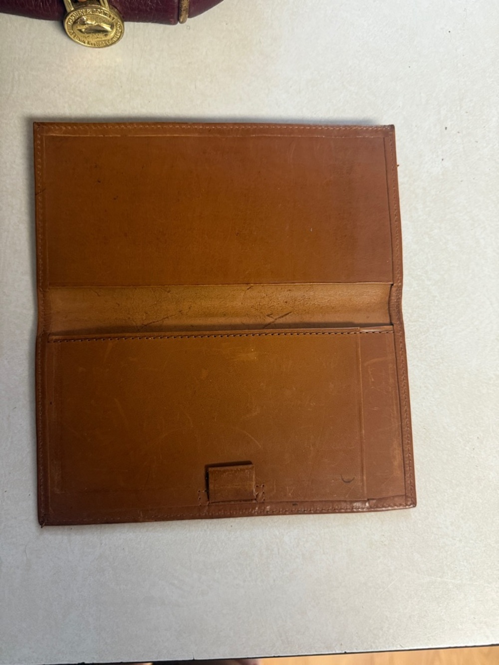 Dooney & Bourke Burgundy Pebble Leather Satchel with Tan Trim VINTAGE β¦οΈπΈπΌπ― - Picture 12 of 14